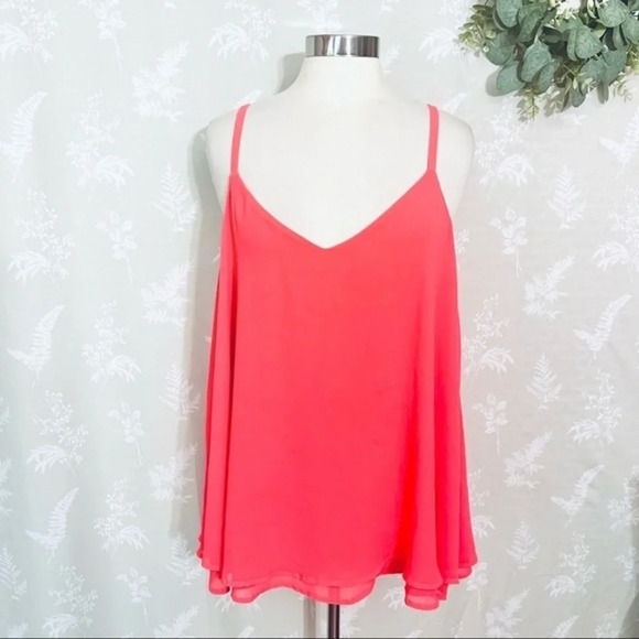 3/$22🩶 FLAW Torrid Womens Top Cami Neon Coral Chiffon Plus Size 1 1X - Picture 5 of 10